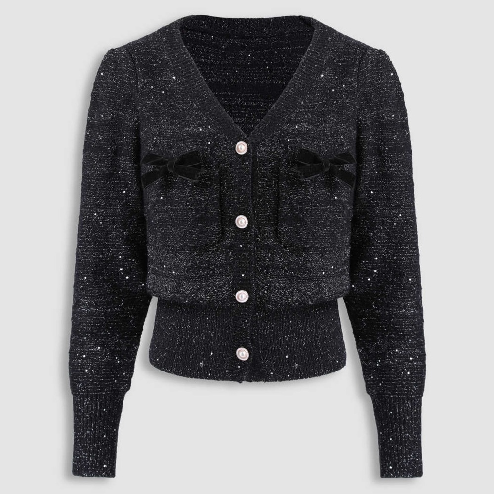 Cider Sprinkled In Fairy Dust Black Cardigan Sz Medium - Picture 2 of 9